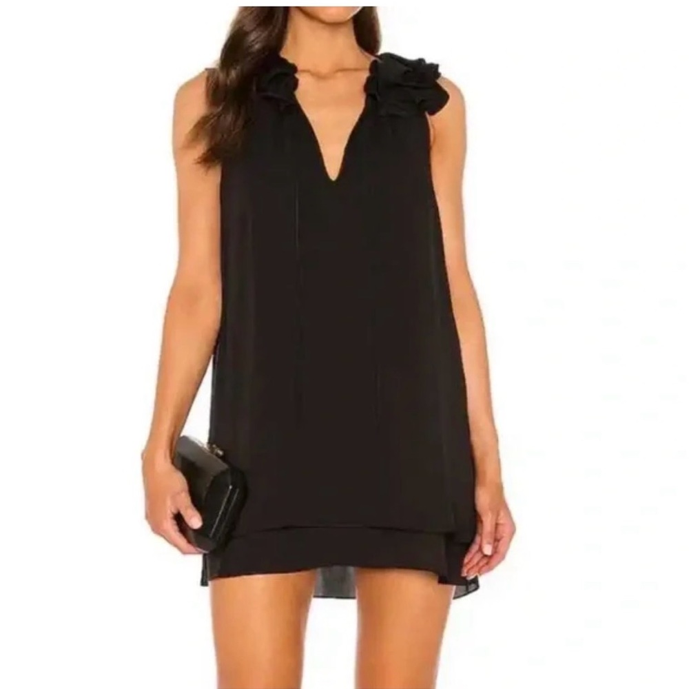Amanda Uprichard Black Ruffle Mini Dress Size small